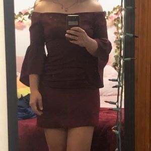 Wine Red Pink Purple Dress Over Shoulder Sleeveless Short Cocktail Maroon